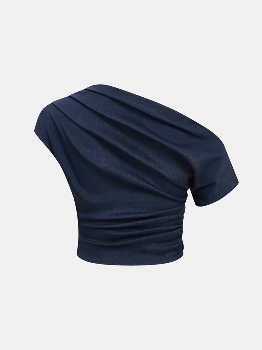 Commense Navy One-Shoulder Crop Top & Wide-Leg Pants - Picture 2 of 4